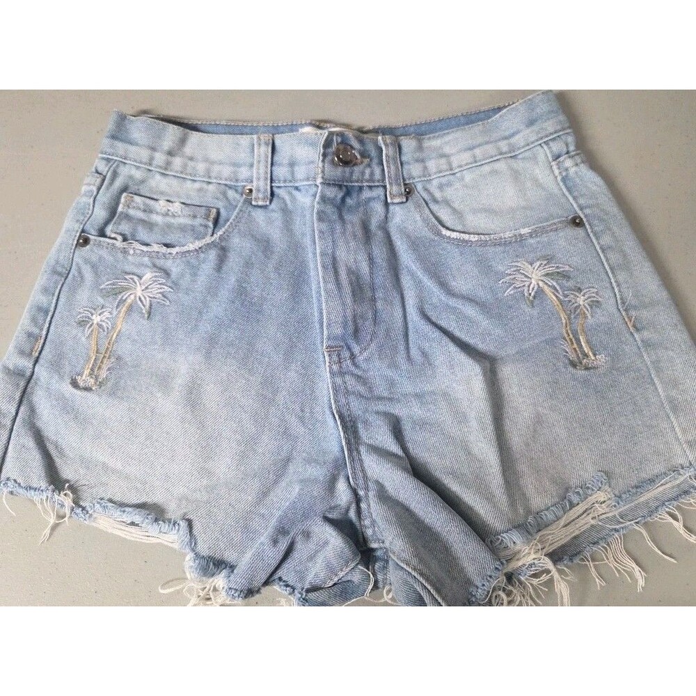 Ocean Drive Jean Shorts With Palm Trees Stitched Size 5 Juniors B19